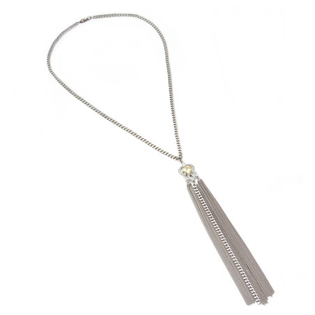 שרשרת פרנזים קריסטל - צהוב, כסף מושחר