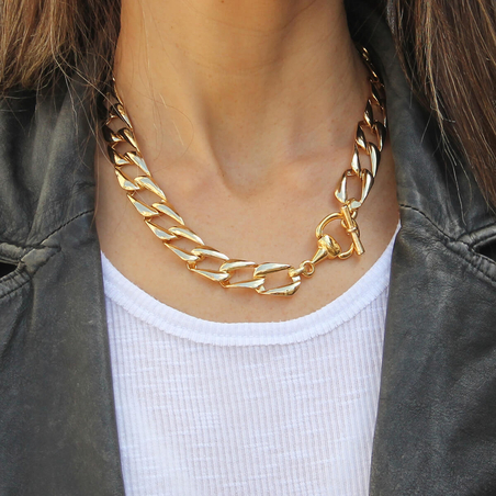 שרשרת גורמט שטוח - זהובה (מבריק)