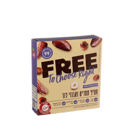 FREE פרי חטיף תמרים ואגוזי לוז - מארז 5 יחידות 25x גרם