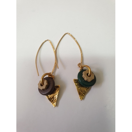 עגיל ערבה | עגיל דיסקיות & משולש זהב