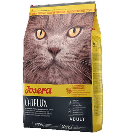 JOSERA CATELUX גוסרה קאטלוקס מזון יבש לחתולים בוגרים עם הצטברויות של כדורי שיער על בסיס ברווז