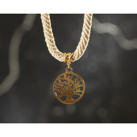 שרשרת דפנה | תכשיט תליון עץ חיים | תכשיט לבן שמנת & זהב