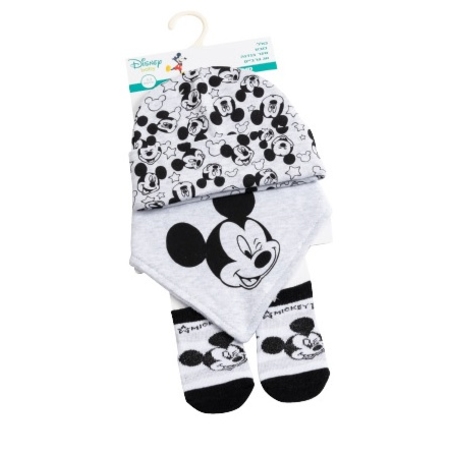 סט מיקי מאוס אפור - סינר, גרביים וכובע