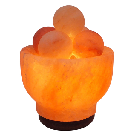 מנורת כדורי מלח הימלאיה בגביע מלח הימלאיה