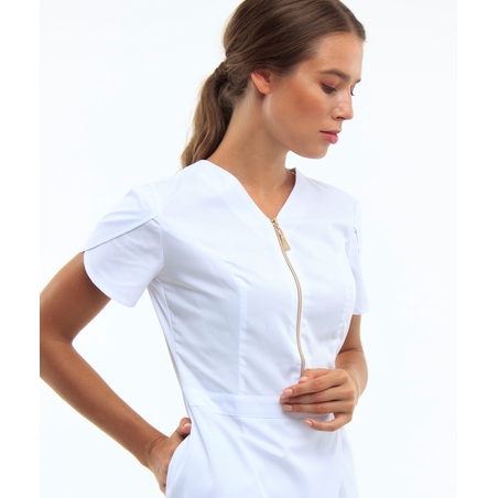 ג'קט רפואי עם רוכסן צבע לבן 20