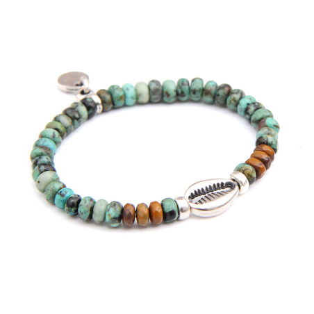 צמיד קונכייה ילדים - טורקיז וכסף 