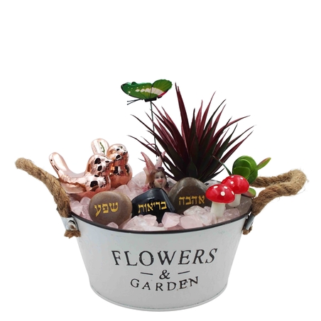 אדנית מתכת - Garden עם קריסטל רוזקוורץ