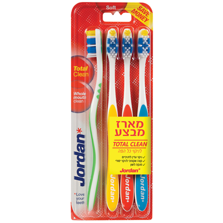 Jordan מברשת שיניים טוטל סופט -מארז רביעייה