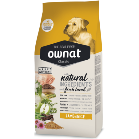 OWNAT אוונט מזון יבש לכלבים בוגרים כבש ואורז 15 ק