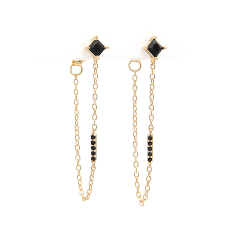 עגילי מעויינים שרשרת תלויה - כסף 925 בציפוי זהב מיקרוני 