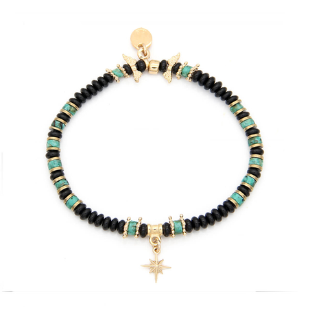 צמיד טיאנו - טורקיז, כסף 925 בציפוי זהב מיקרוני