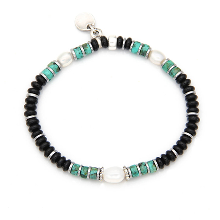 צמיד מליסה - פנינים, טורקיז, כסף 925 