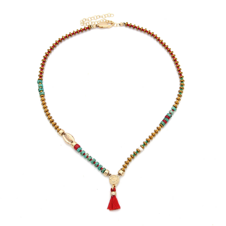 שרשרת ניקי - טורקיז, אדום, זהב