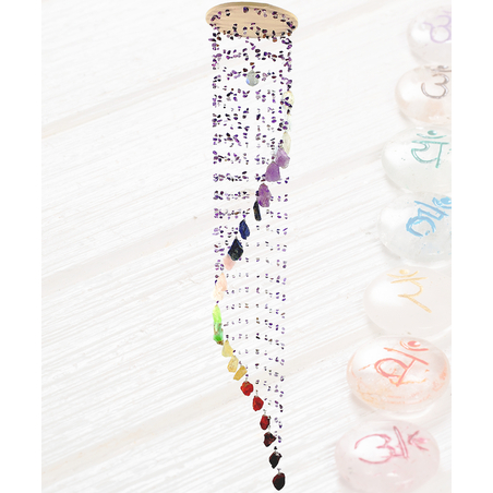 מובייל ספירלה משולב אבני צ'אקרות גולמיות 25 זרועות 120 ס