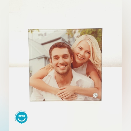 מעמד זכוכית ריבוע עם תמונה