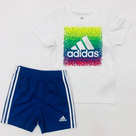 חליפה לבנה ADIDAS לוגו צבעוני-  3 חודשים עד 7 שנים