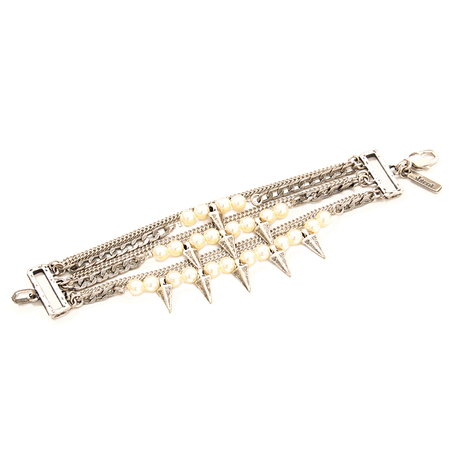 צמיד ניטים פנינים כסוף