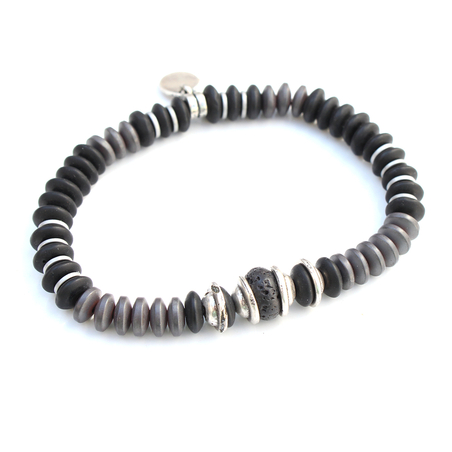 צמיד ברוס גברים - שחור, כסף