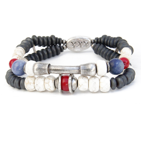 צמיד צ'ירוקי - אדום, לבן, כחול, כסף