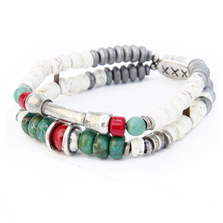 צמיד צ'ירוקי - אדום, לבן, ירוק, כסף 