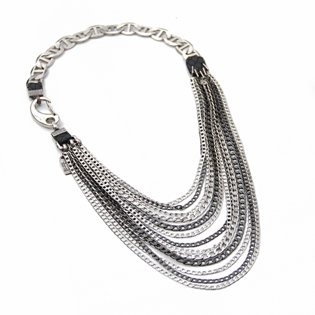 שרשרת מונאקו - שחור כסף 