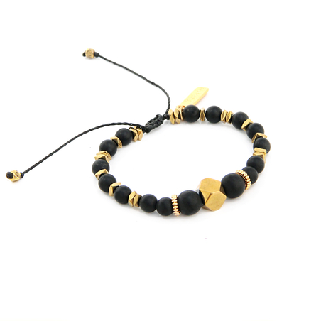 צמיד אוניקס - שחור, זהב