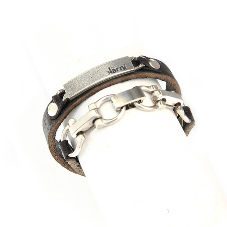 צמיד מישל - שחור, כסף