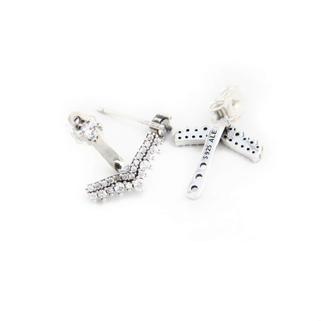 עגילי עוגן זירקונים - כסף 925 