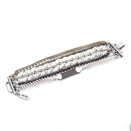 צמיד קרושה מטבעות - חום, זית, כסף