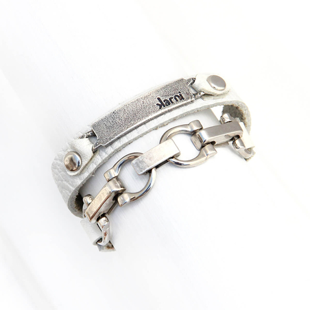 צמיד מישל - לבן, כסף 