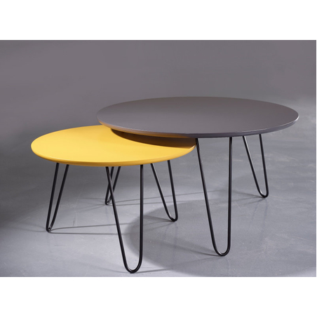 סט שולחנות עגולים לסלון רגלי סיכה