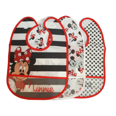 שלישיית סינרים עם כיס - מיני מאוס אדום