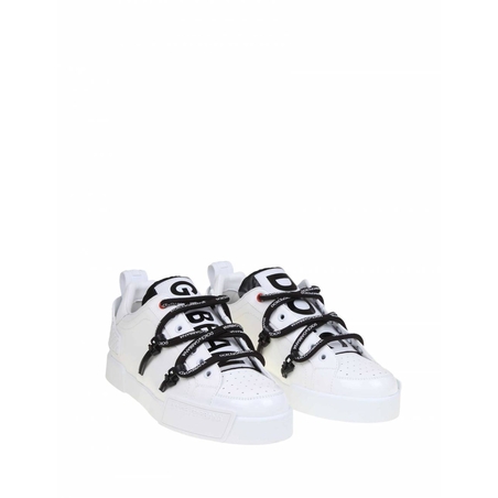 DOLCE & GABBANA - PORTOFINO SNEAKERS IN CALFSKIN AND PATENT LEATHER