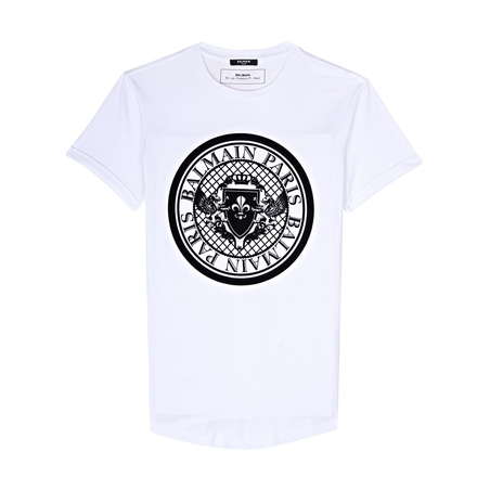  BALMAIN -  T-shirt With Balmain Medallion Print