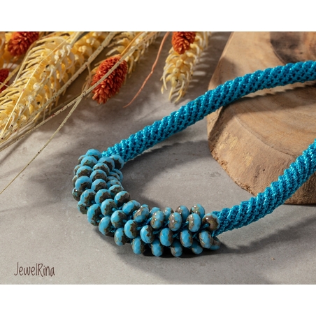  Light Blue & Turquoise Crystal Beads Necklace - Ayala