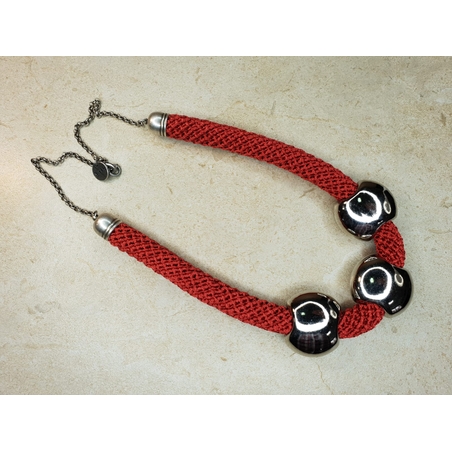 Red & Silver Necklace - Nirit