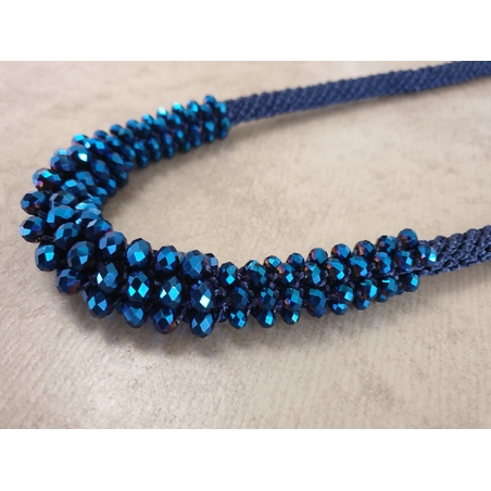 Royal Blue and Crystal Beads Necklace - Ilana