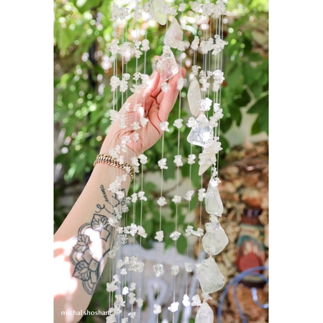 מובייל ספירלה משולב אבני קוורץ קריסטל מוחלקות 25 זרועות 120 ס