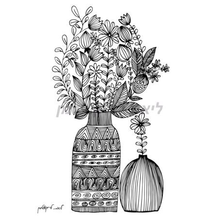 תמונת קנבס לצביעה-  כשהלב פורח