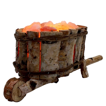 מנורת גבישי מלח הימלאיה במריצת עץ