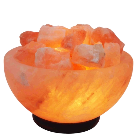 מנורת גבישי מלח הימלאיה בקערת מלח עגולה