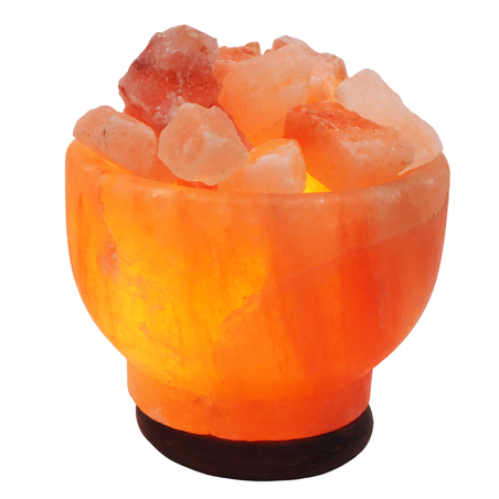 מנורת גבישי מלח הימלאיה בגביע מלח הימלאיה