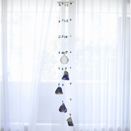 מובייל ספירלה משולב אבני לאפיס לזולי גולמיות 5 זרועות 65 ס