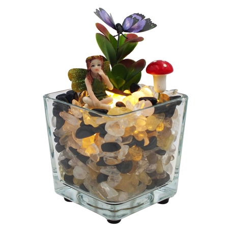 מנורת קריסטלים זכוכית מרובעת אוניקס סיטרין וקוורץ