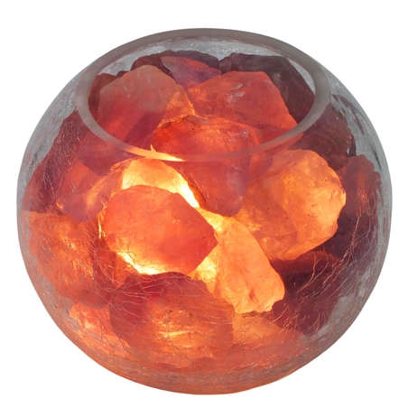 מנורת גבישי אמטיסט דקורטיבית בקערה בדוגמת זכוכית סדוקה