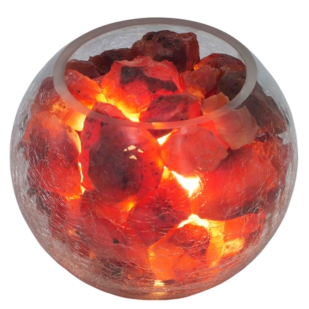 מנורת גבישי קרנליאן דקורטיבית בקערה בדוגמת זכוכית סדוקה 