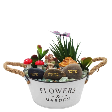 אדנית מתכת - Garden עם קריסטל אמזונייט