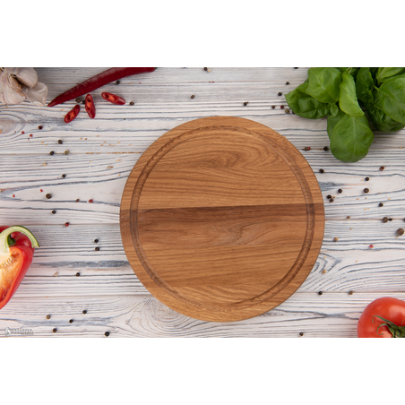 מגש עגול מעץ אלון !!   M (קוטר 25 ס