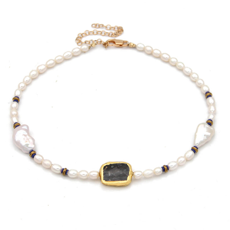 צ'וקר פנינים טבעיות ואבן לברדורייט - ורמייל 