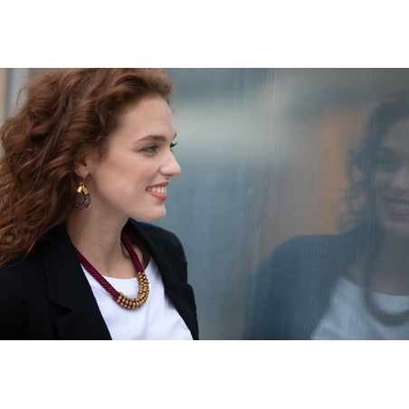  Bordeaux & Gold Champagne Crystal Beads Necklace - Ayala